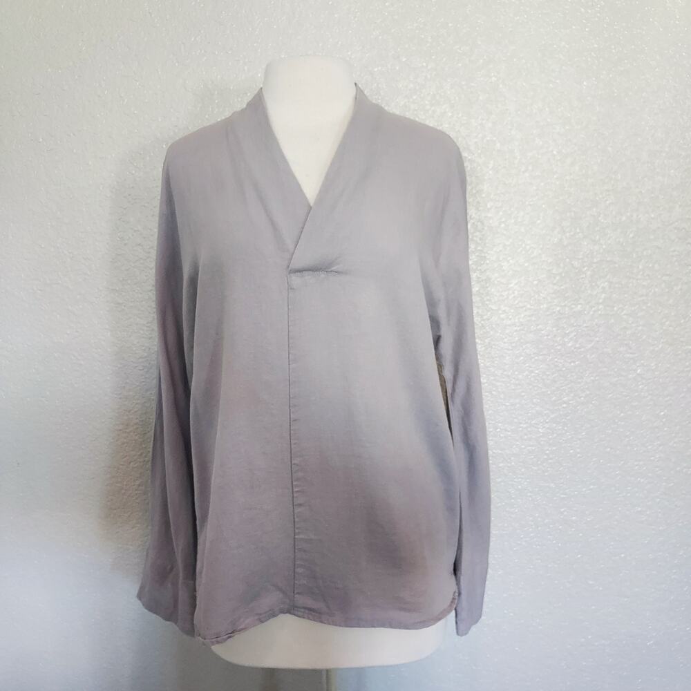 Kidoriman Linen Blend Long Sleeve Laggen Look V-Neck Size XL